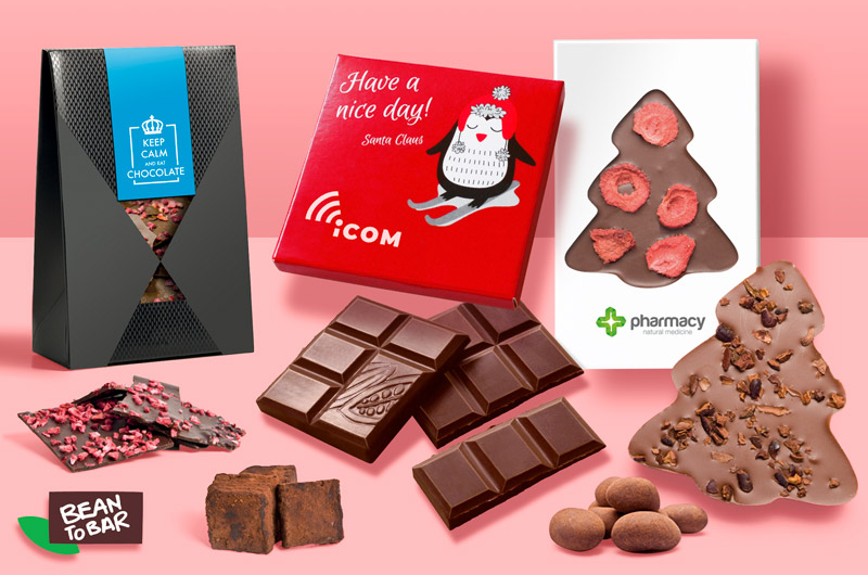 Čokoládové tabuľky, truffle, čokoládové čipsy a dražé. Výberová čokoláda s vašim logom. Čokoládové reklamné predmety