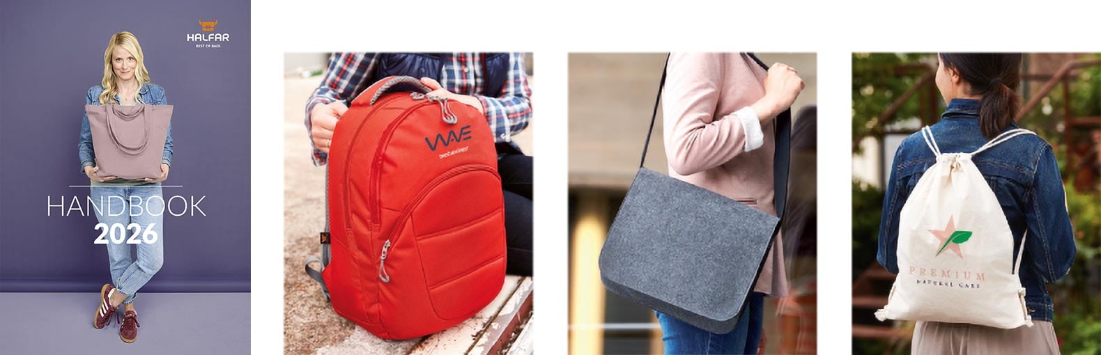 Halfar Best of Bags 2026, katalóg tašky, batohy, kufre, aktovky, ľadvinky, zakladače, košíky, reklamné predmety, darčeky a doplnky, potlač, logo
